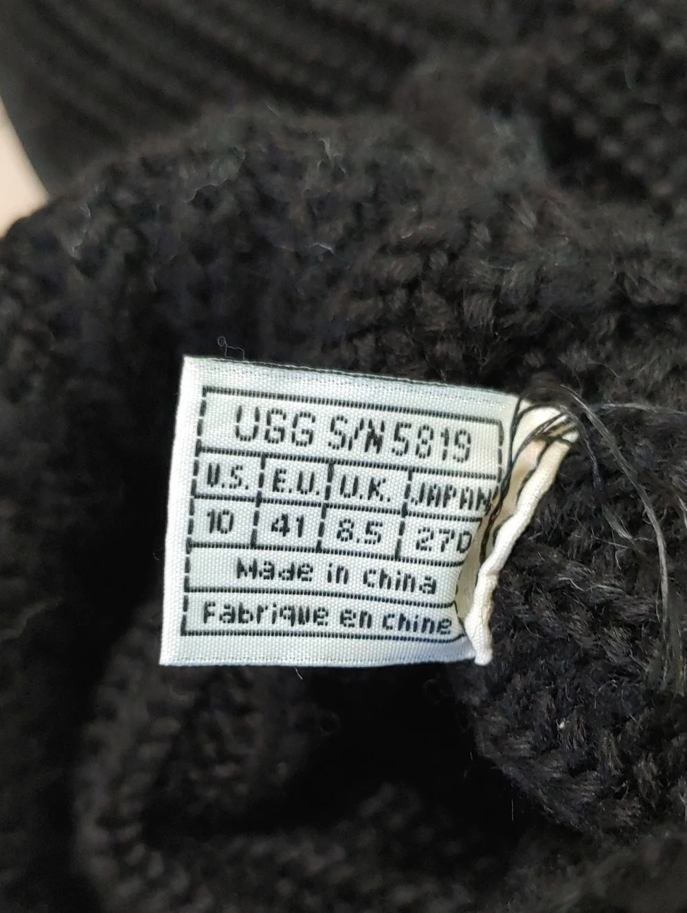 UGG Classic Cardy Knit Boots Black Tall Button Fold Women's Size 10